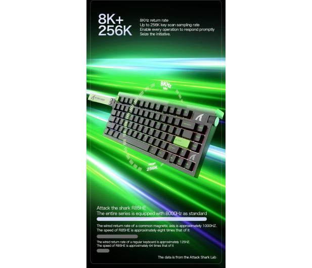 Attack Shark R85 HE Rapid Trigger 8kHz/256kHz neonowa zieleń/czarna - 1472696 - zdjęcie 9